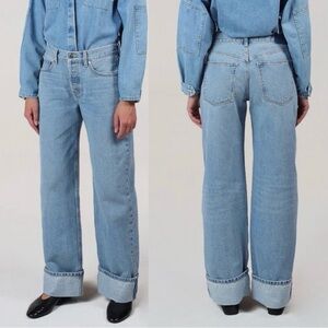 ETICA Stanton Cuff Wide Leg High Rise Jeans Size 29 Baggy Denim Button Fly